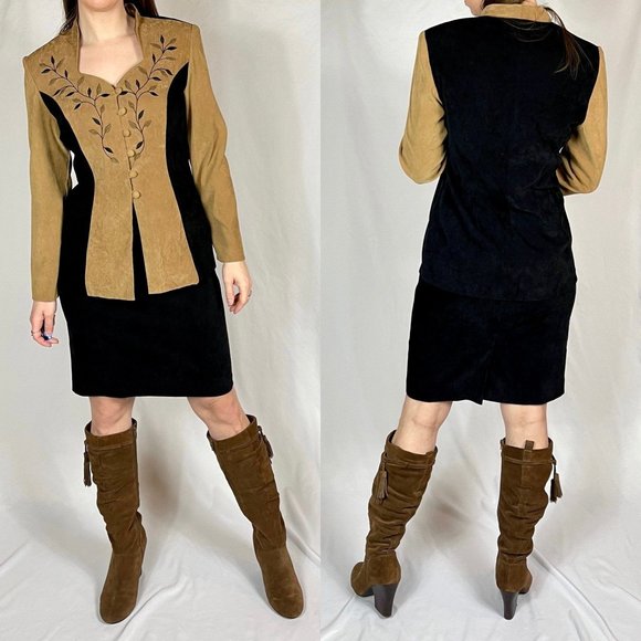 VINTAGE Skirt Set Embroidered Jacket | I12
